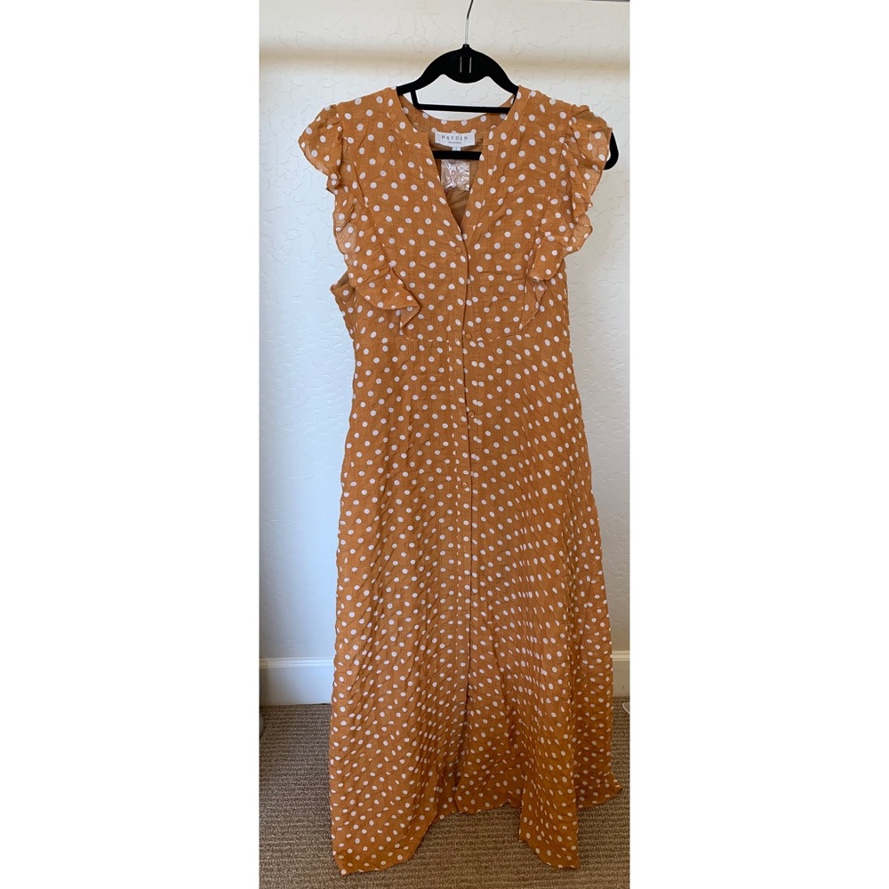 Brown and white polka dot dress